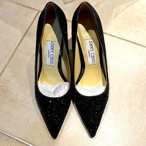 Jimmy choo black sparkle high heels, size 36, 8 inch height.